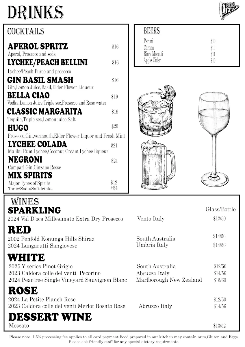 Menu, Pizza 808