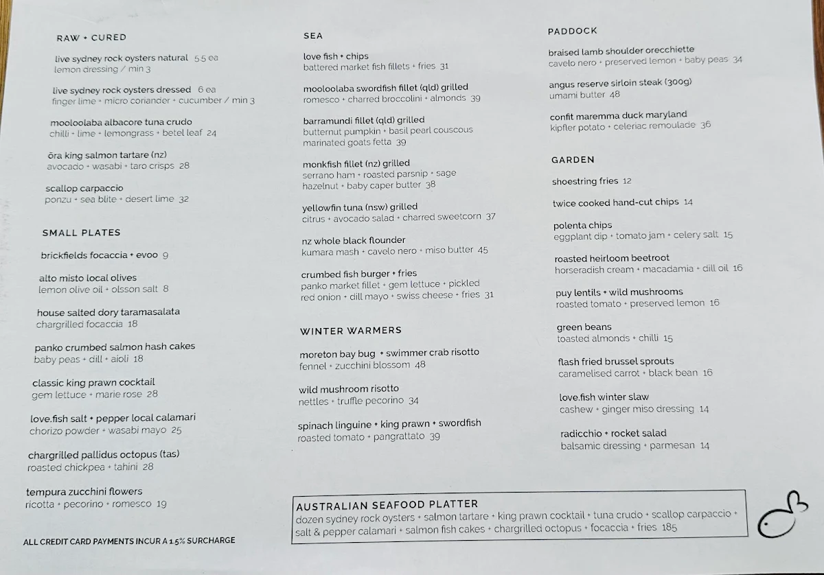 Menu, love.fish