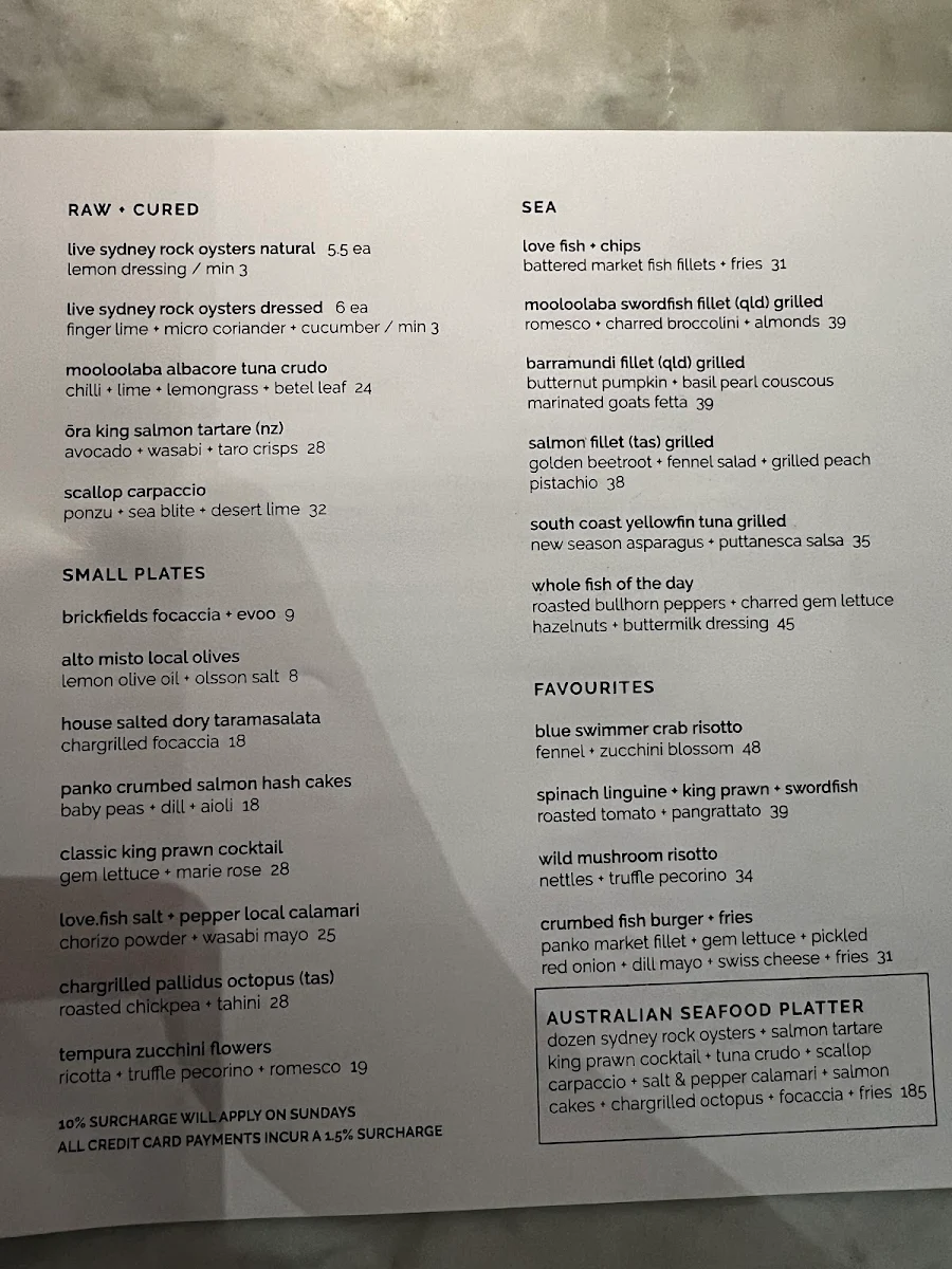 Menu, love.fish