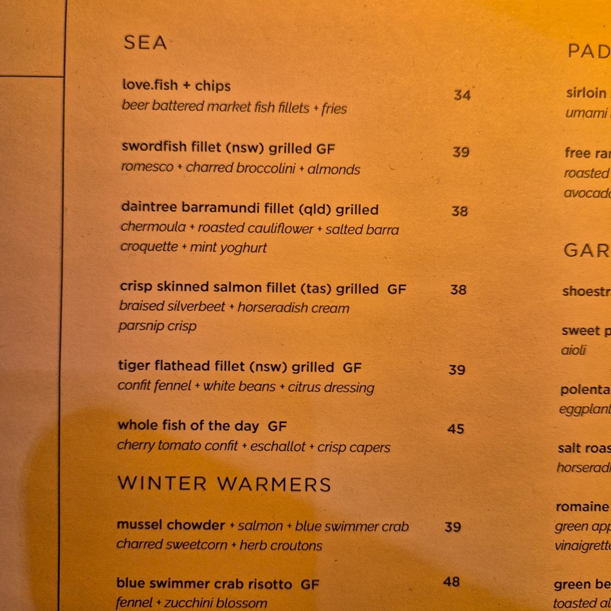 Menu, love.fish