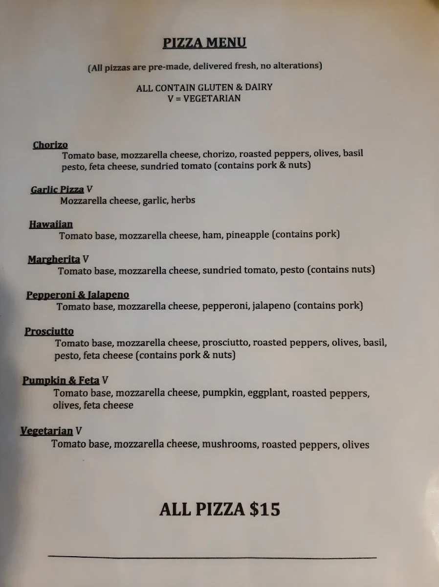 Menu, Sow And Piglets Brewery
