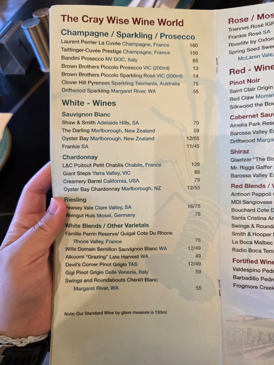 Menu, The Cray Seafood and Grill Mandurah