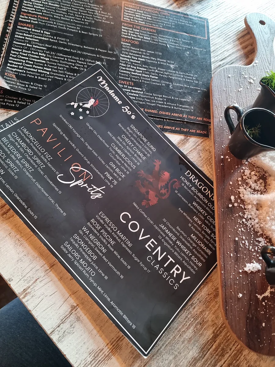 Menu, Coventry Pavilion