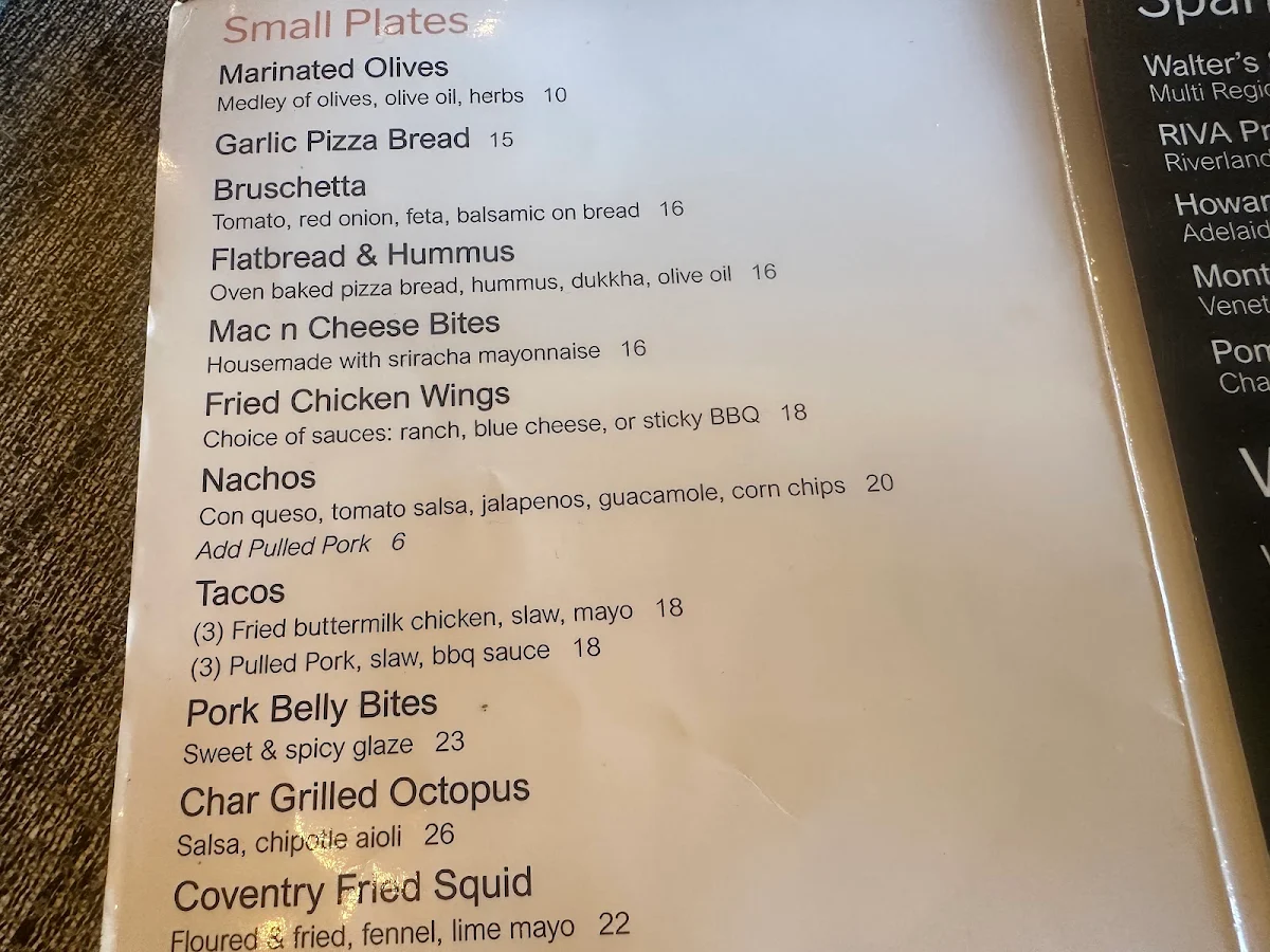 Menu, Coventry Pavilion
