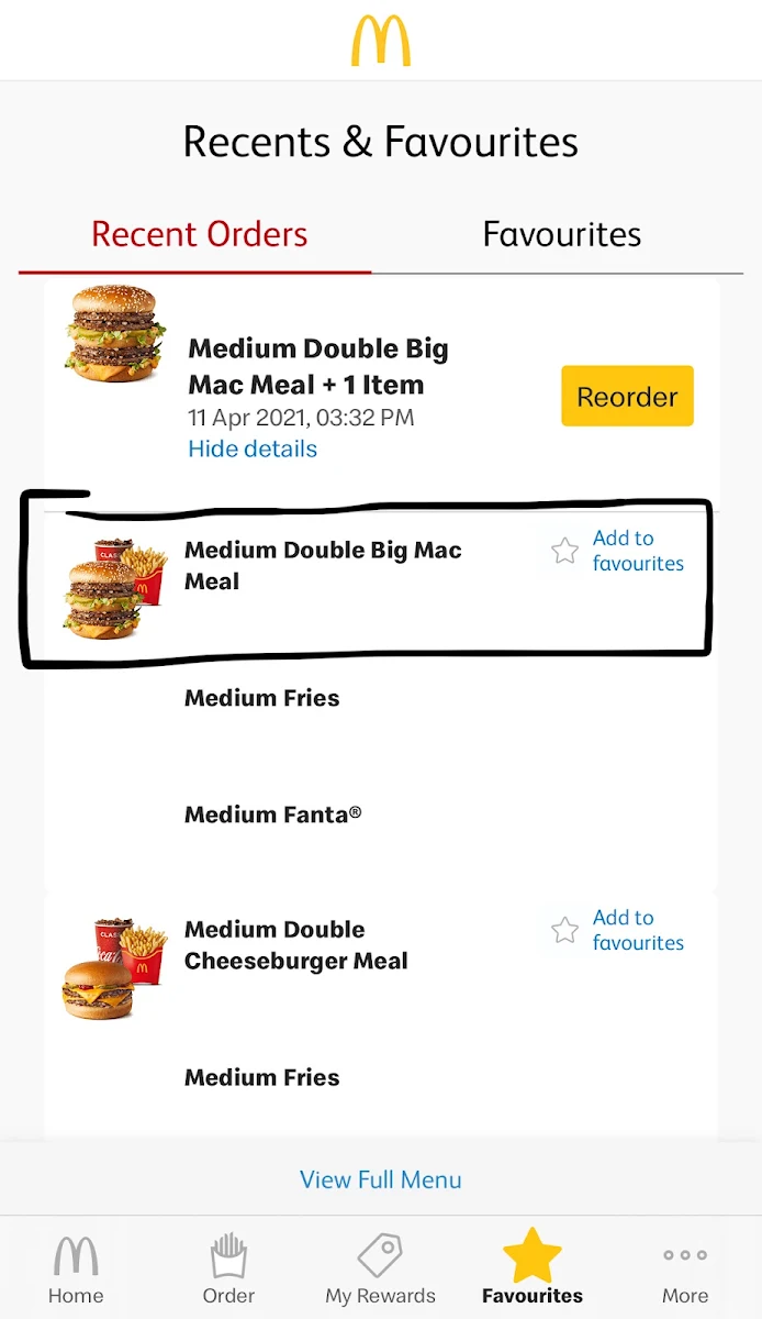 Menu, McDonald's Box Hill North