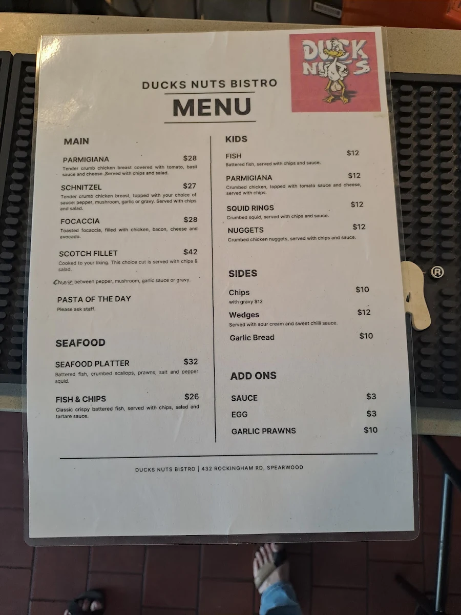 Menu, The Duck-Inn Bar & Bistro