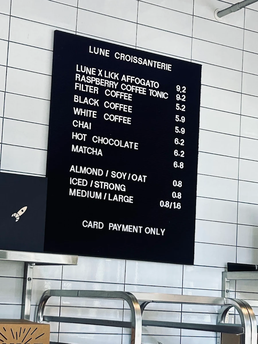 Menu, Lune Croissanterie South Brisbane
