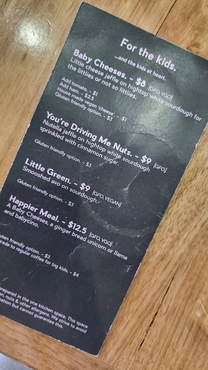 Menu, Prodigal Coffee Roasters Tyabb