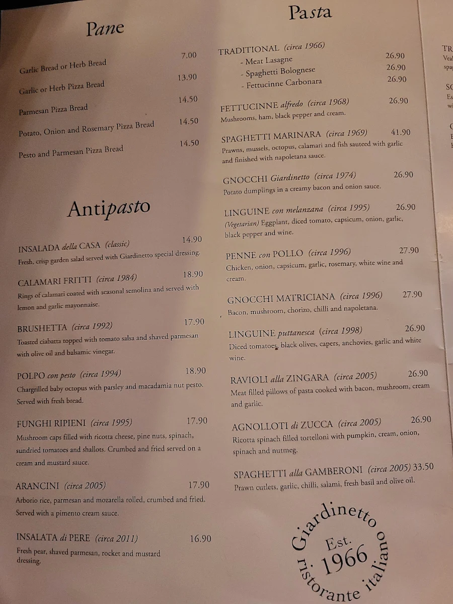 Menu, Giardinetto