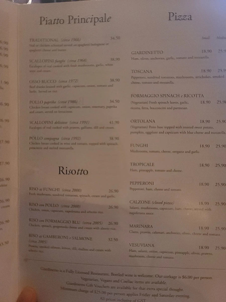 Menu, Giardinetto