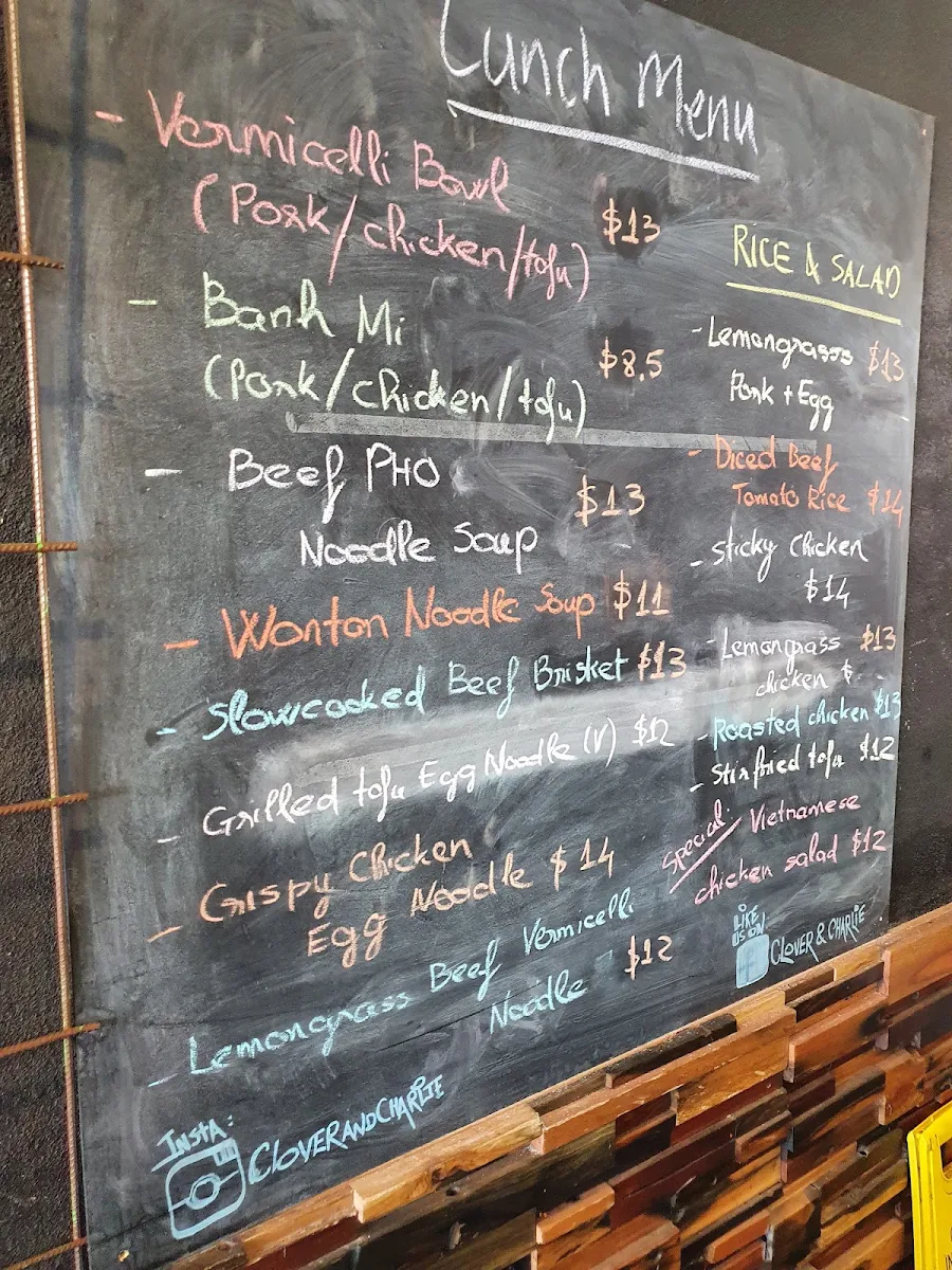 Menu, Clover and Charlie