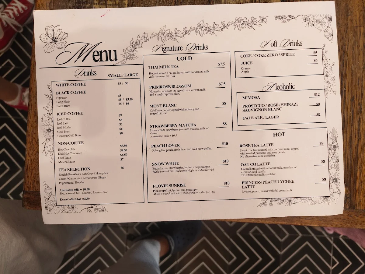 Menu, FLOVIE CAFE