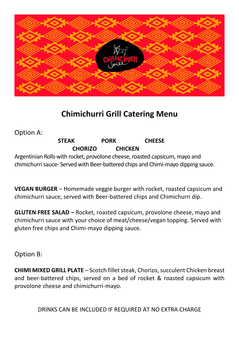 Menu, Chimichurri Grill