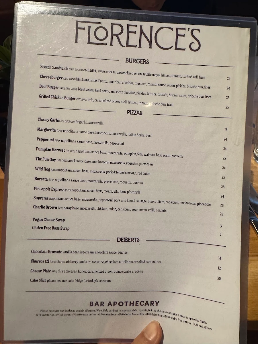 Menu, Bar Apothecary