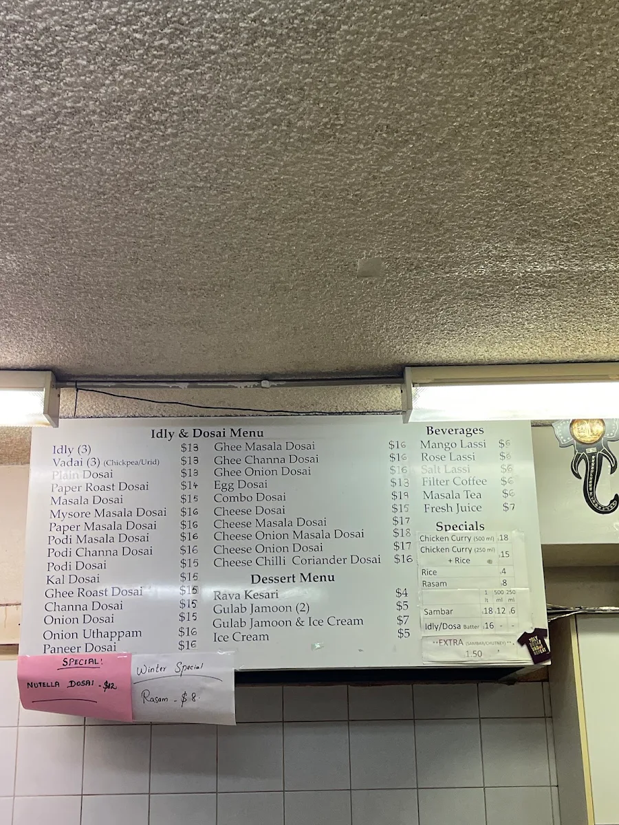 Menu, Dosa House