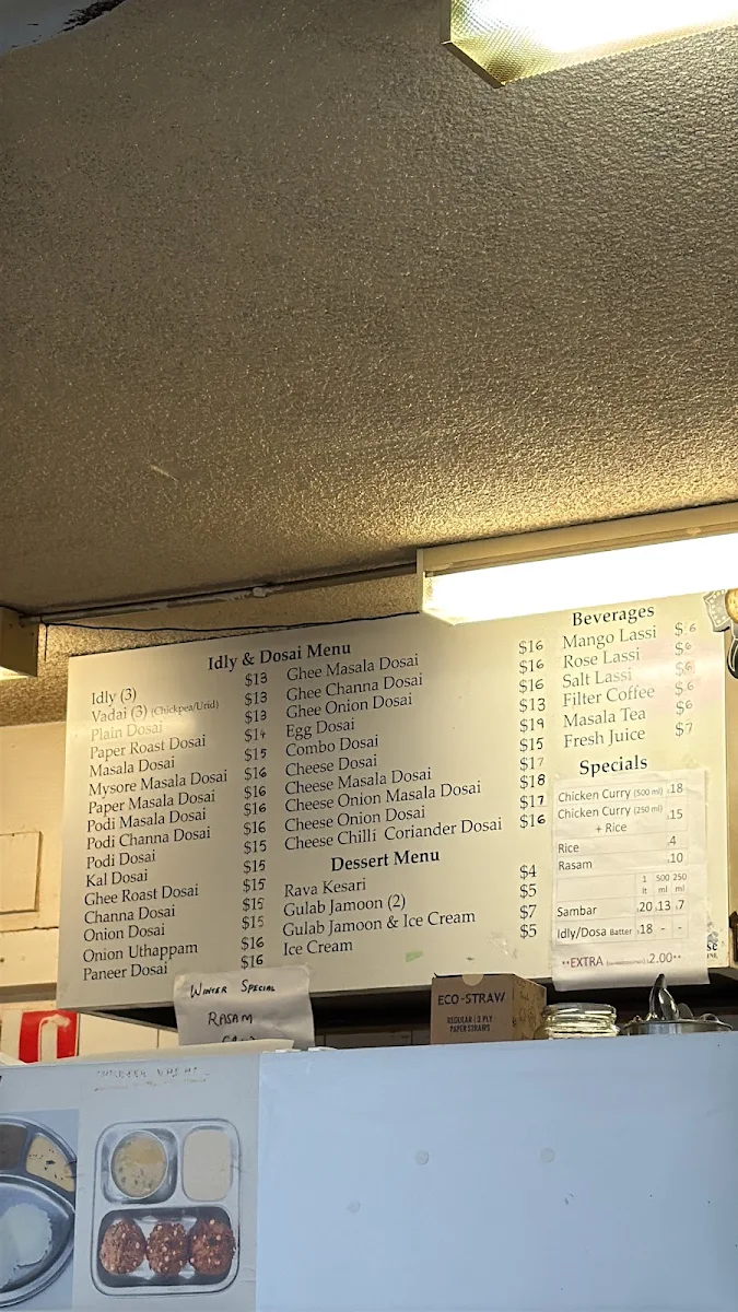 Menu, Dosa House