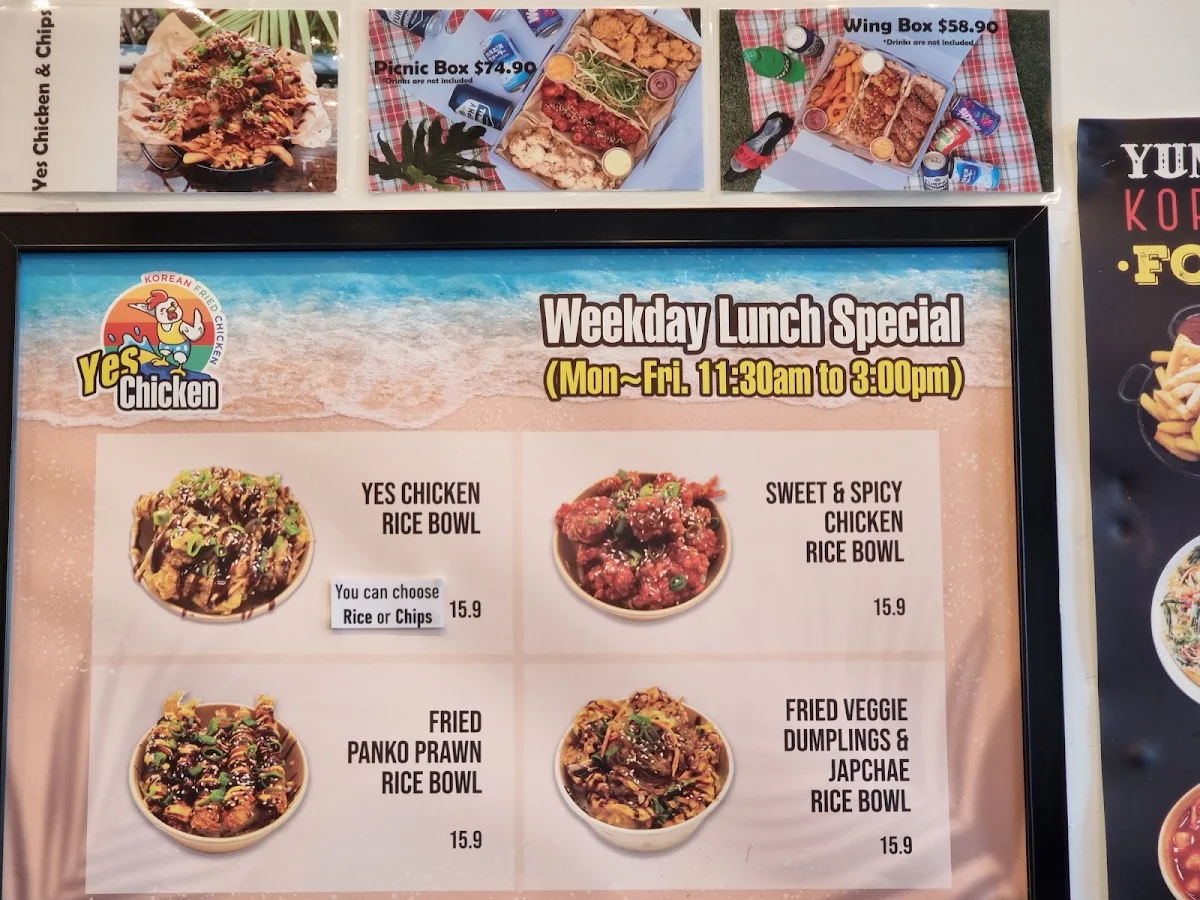 Menu, Yes Chicken (Korean Fried Chicken) in Manly