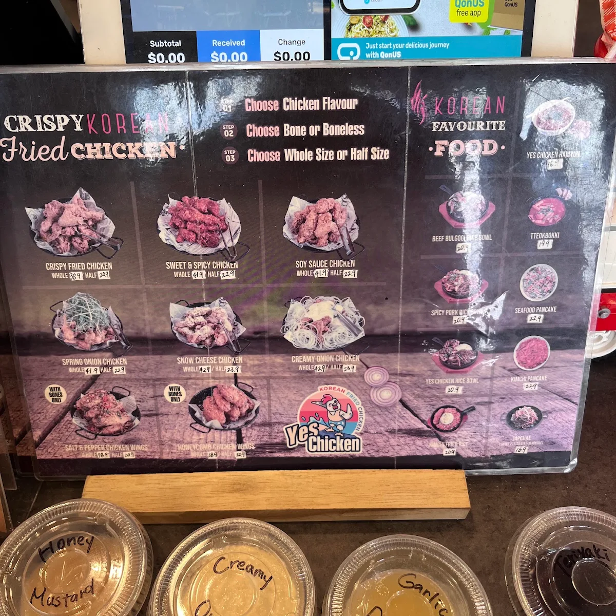 Menu, Yes Chicken (Korean Fried Chicken) in Manly