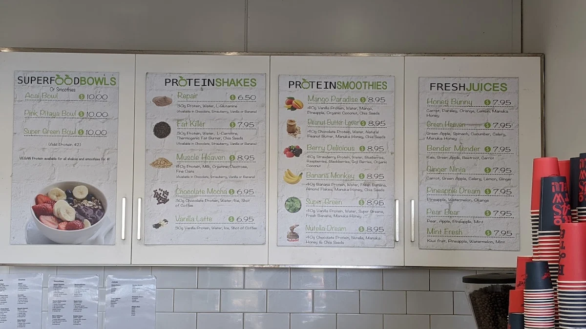 Menu, Leisure Centre Cafe