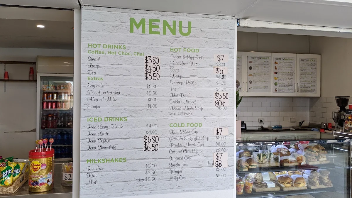 Menu, Leisure Centre Cafe