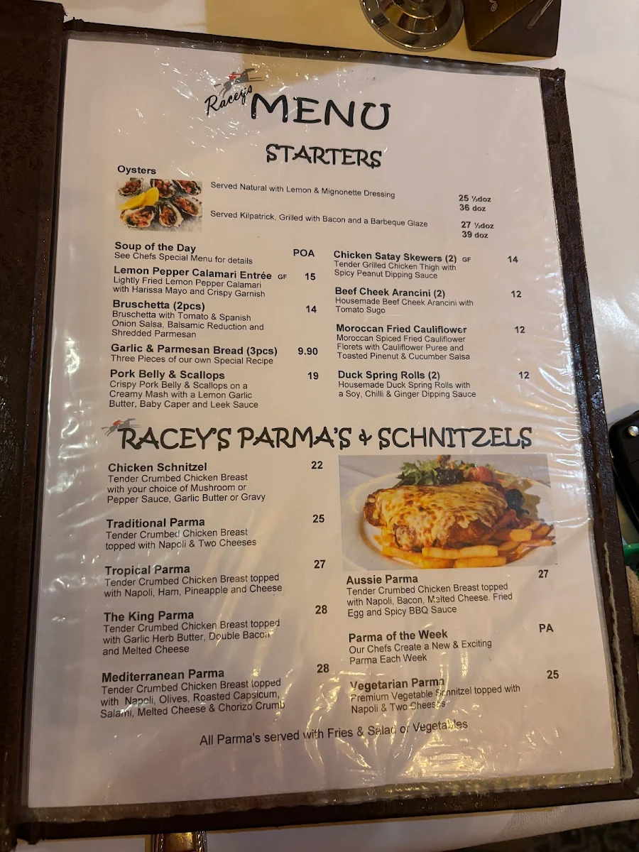 Menu, Racecourse Hotel Werribee