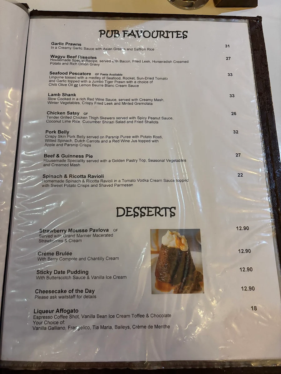 Menu, Racecourse Hotel Werribee