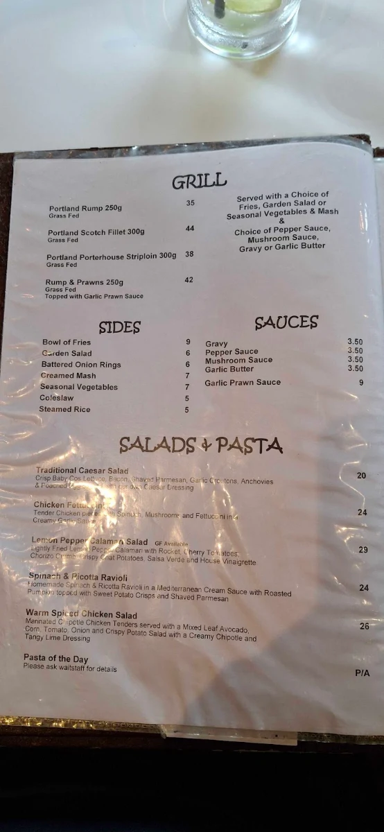Menu, Racecourse Hotel Werribee