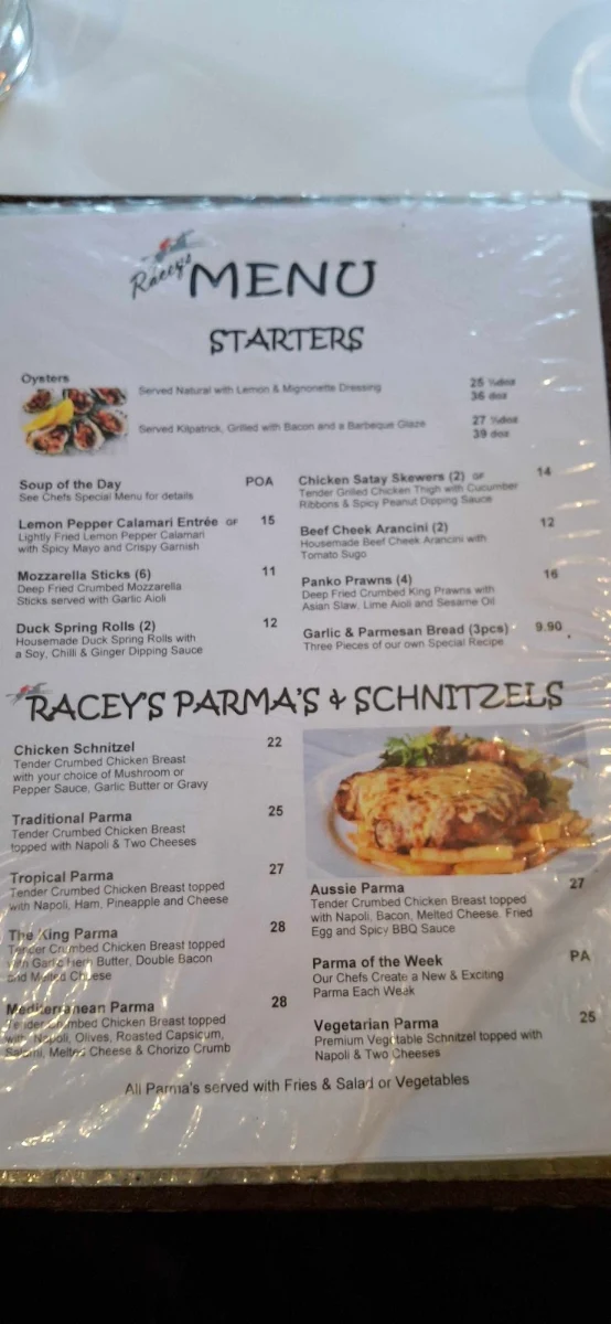 Menu, Racecourse Hotel Werribee