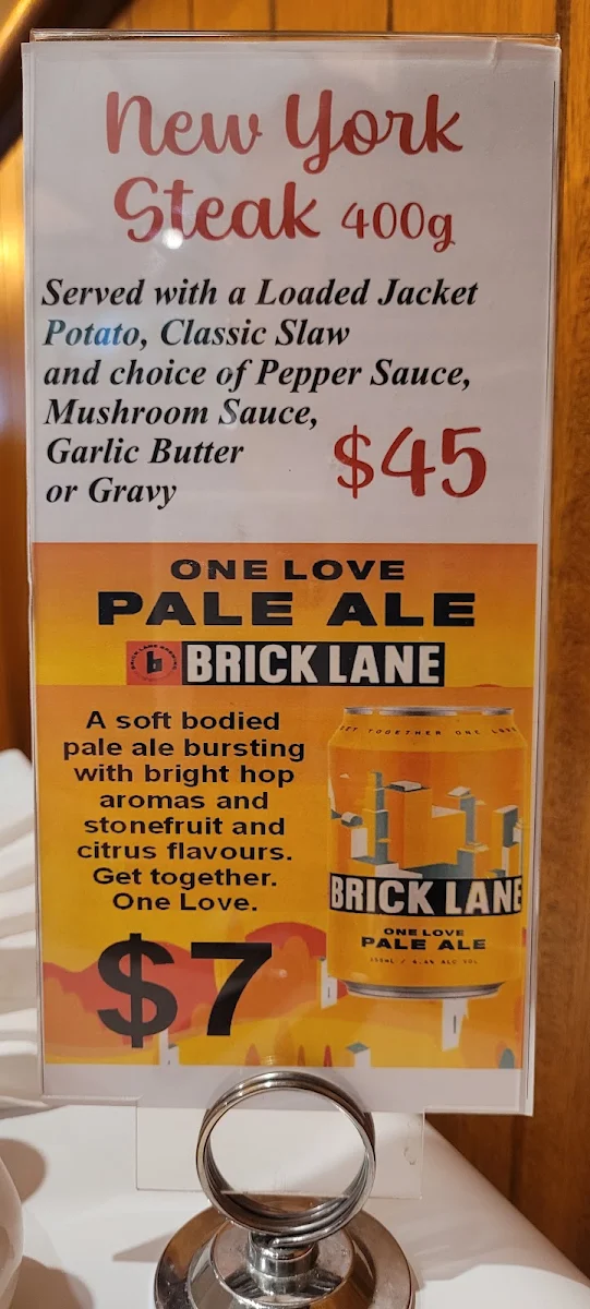 Menu, Racecourse Hotel Werribee