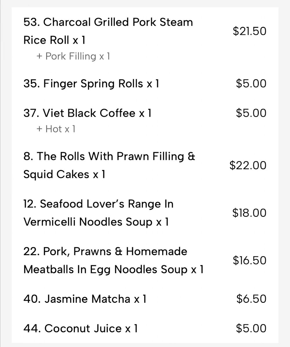 Menu, Ngon Banh Cuon