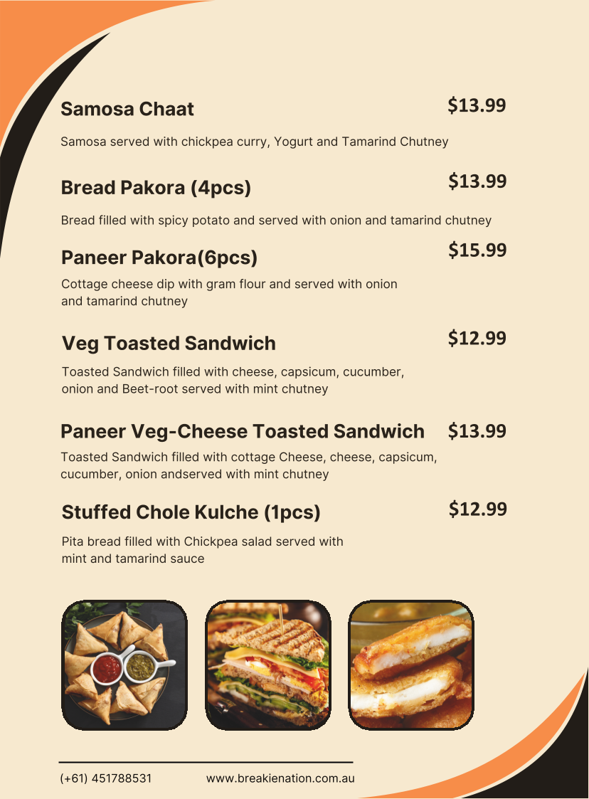 Menu, Breakie Nation