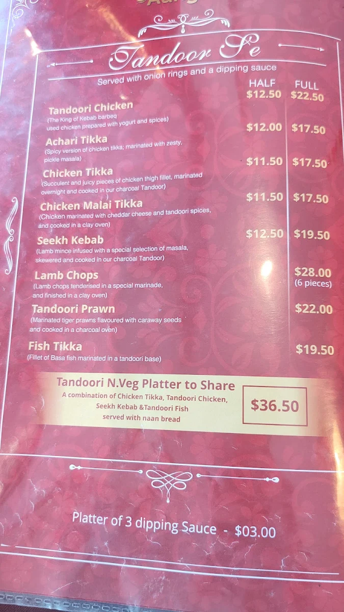 Menu, Aangan Footscray