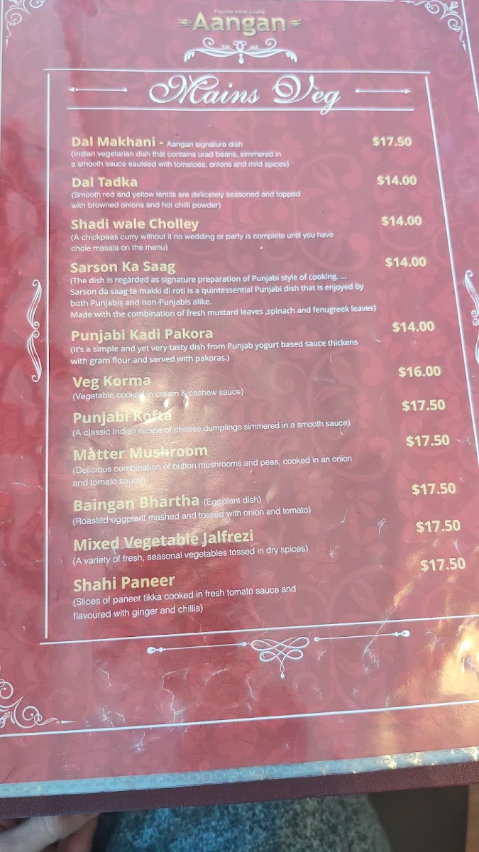 Menu, Aangan Footscray