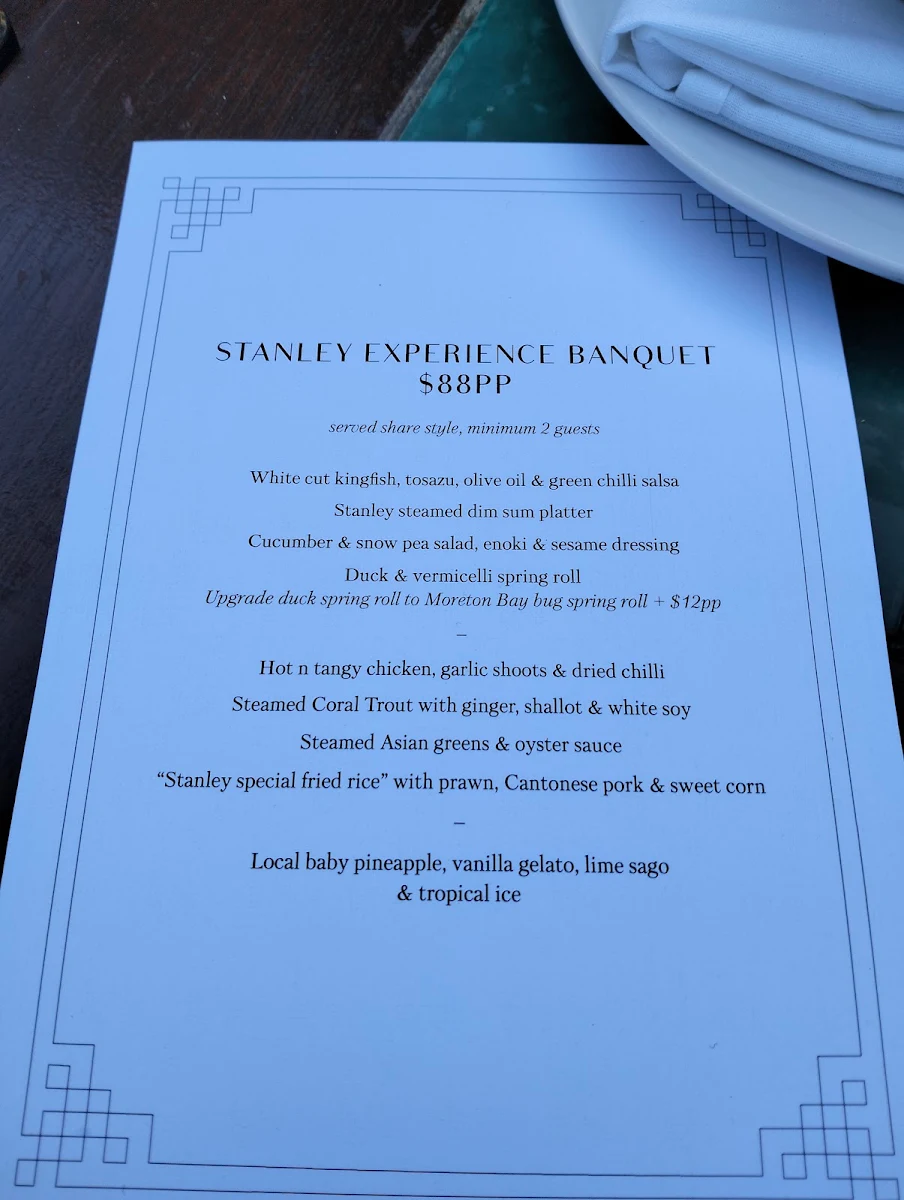 Menu, Stanley Restaurant