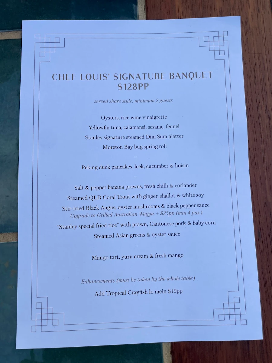 Menu, Stanley Restaurant