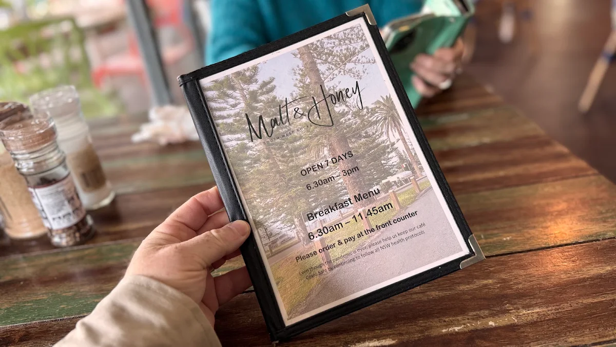 Menu, Malt & Honey Cafe