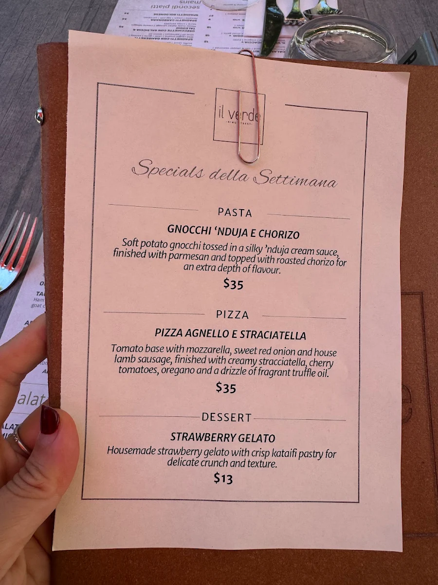 Menu, Il Verde Italian Restaurant & Woodfire Pizza
