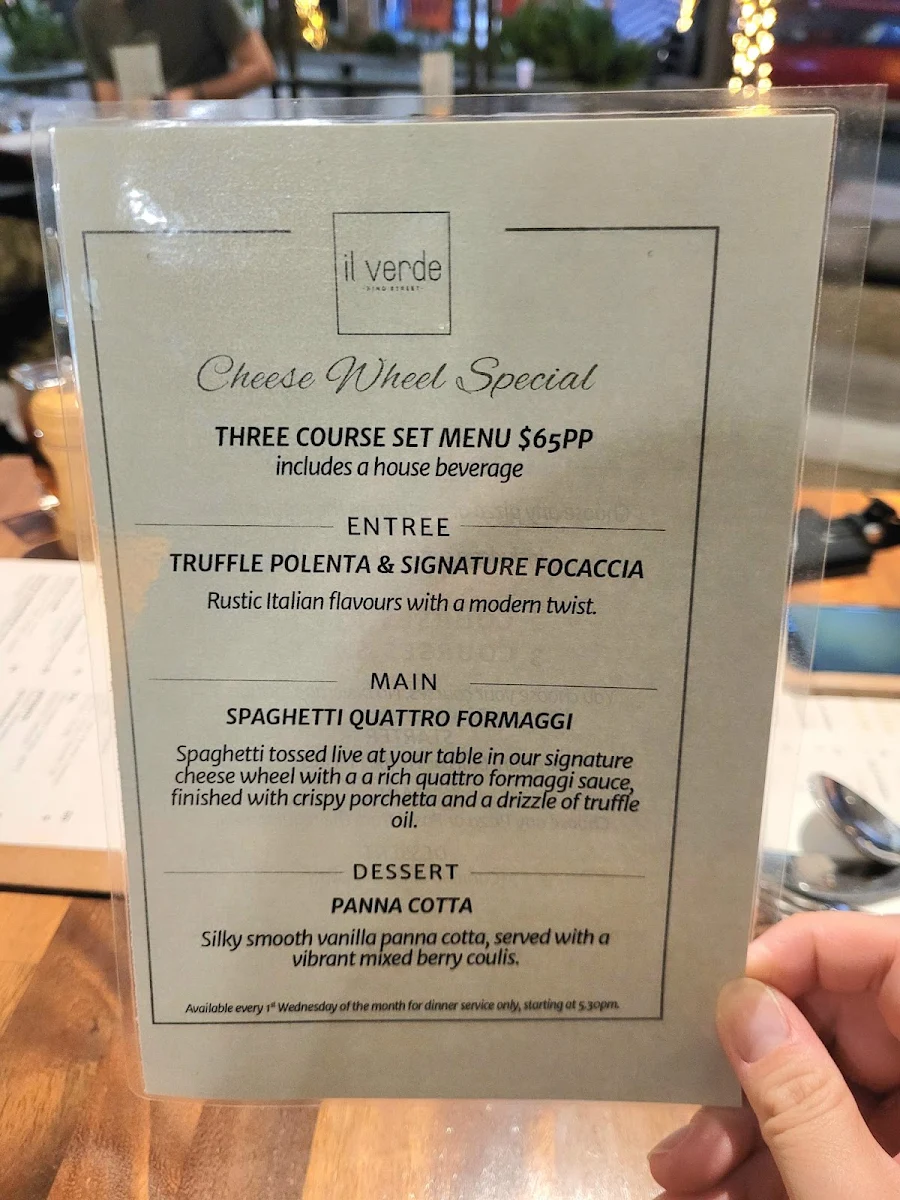 Menu, Il Verde Italian Restaurant & Woodfire Pizza