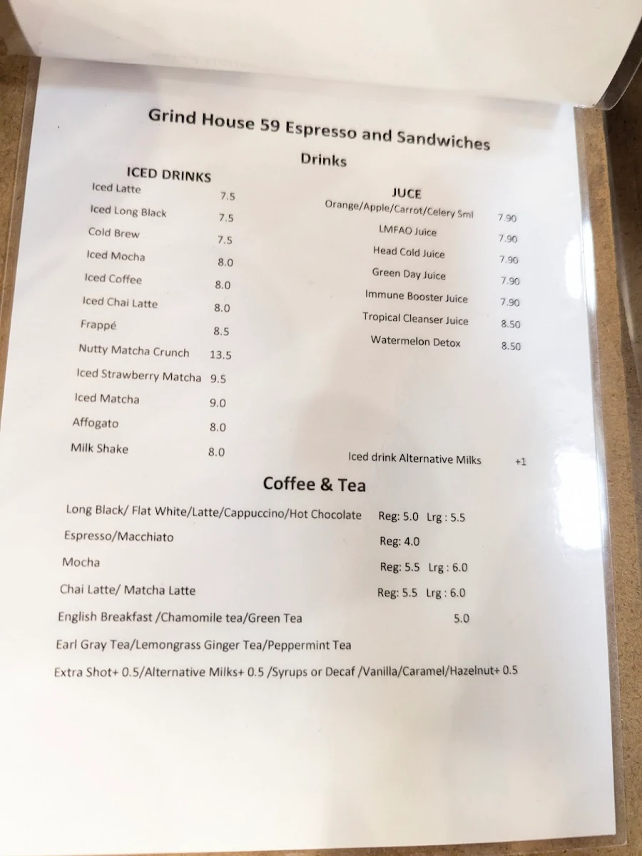 Menu, GrindHouse