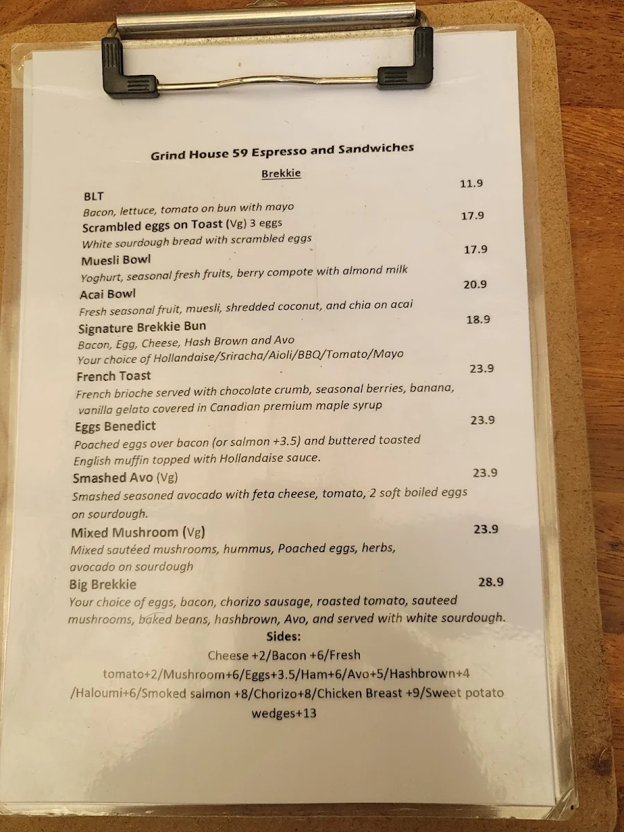 Menu, GrindHouse