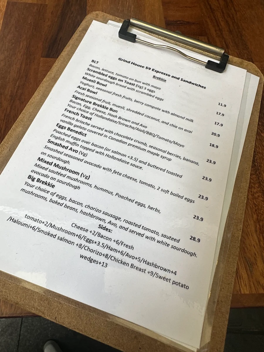 Menu, GrindHouse