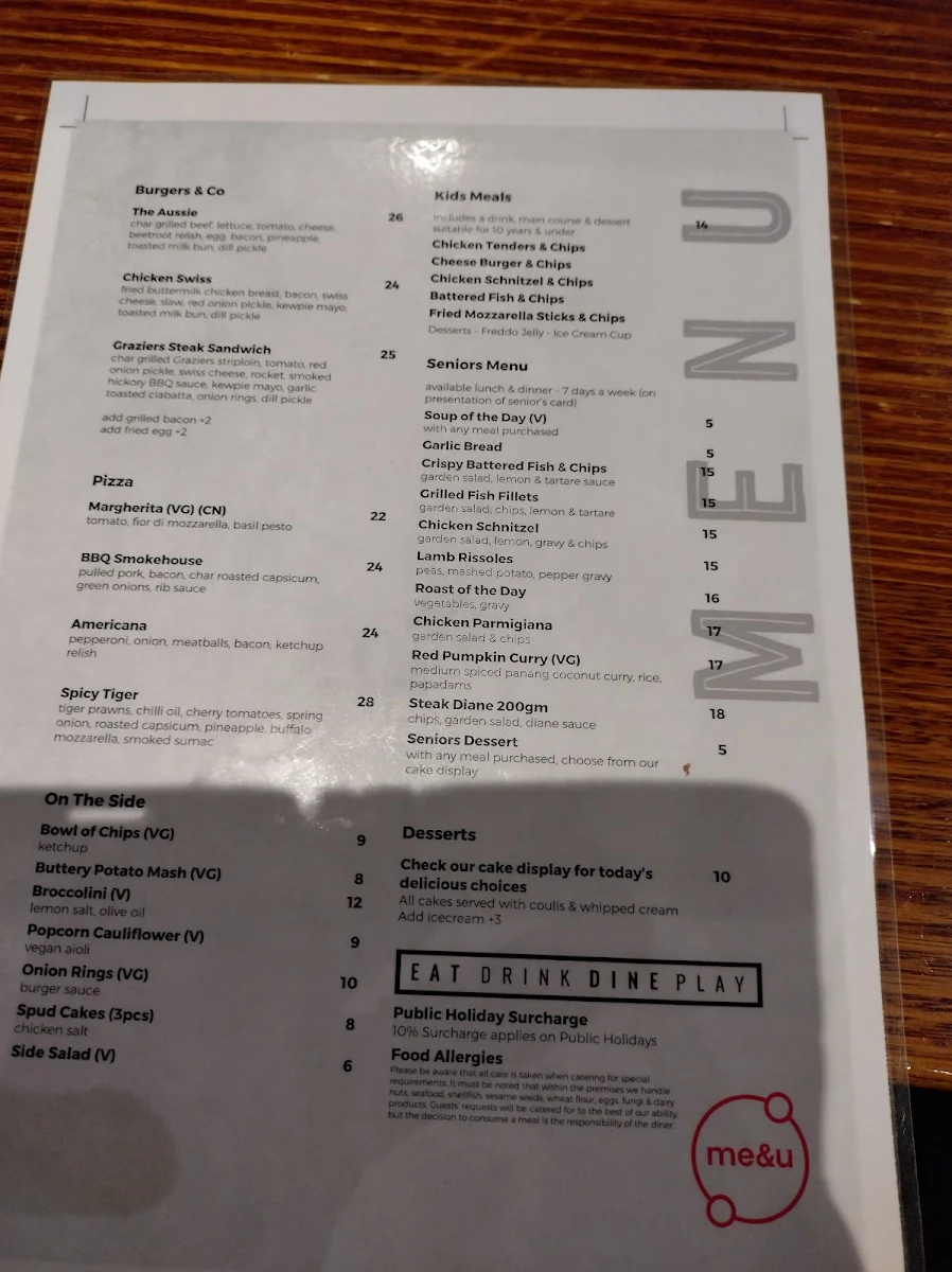 Menu, Skyways Hotel