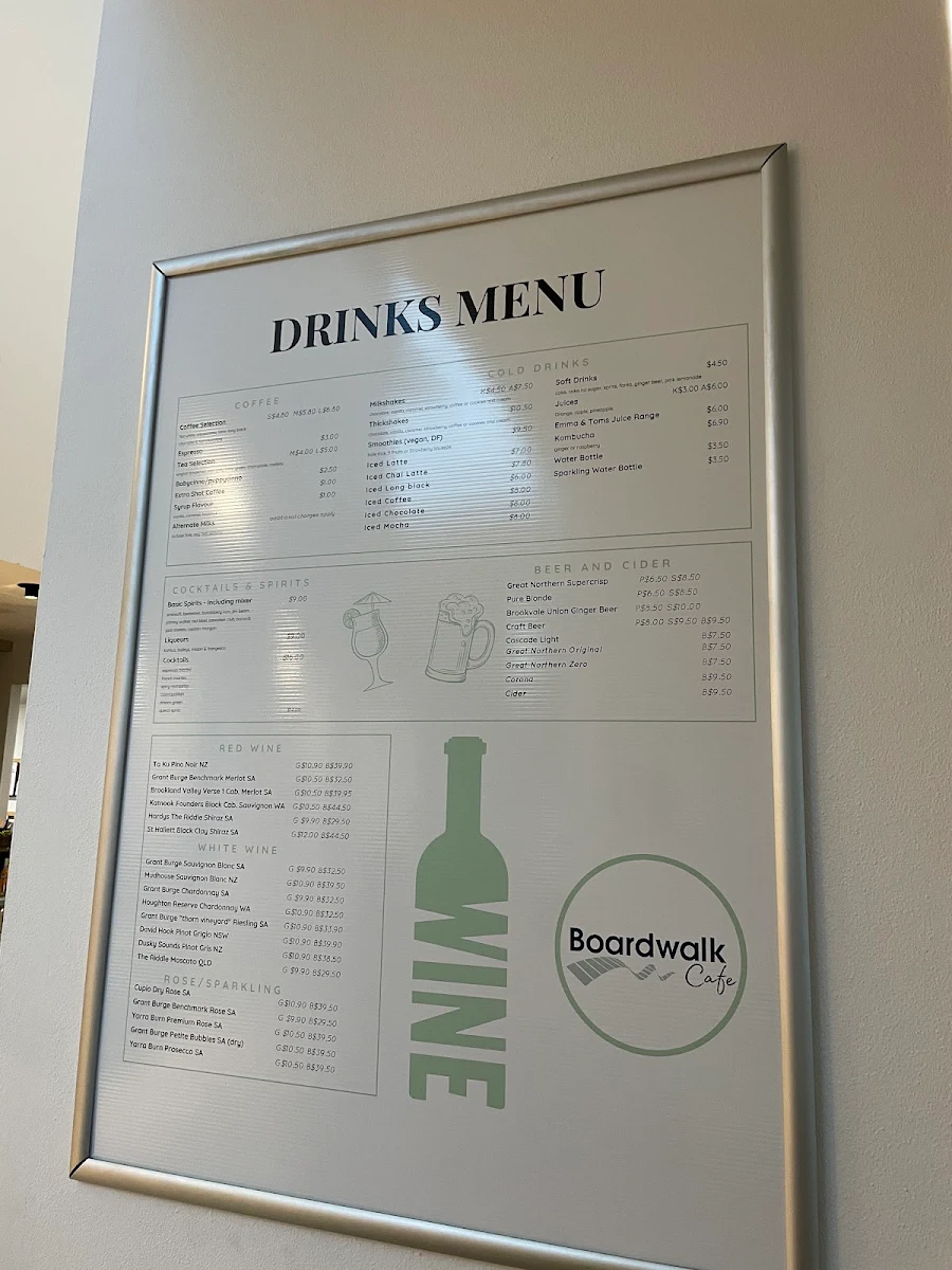 Menu, Boardwalk Cafe