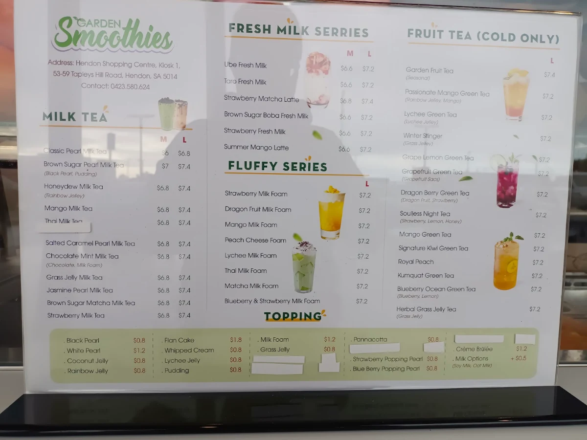 Menu, GARDEN SMOOTHIES