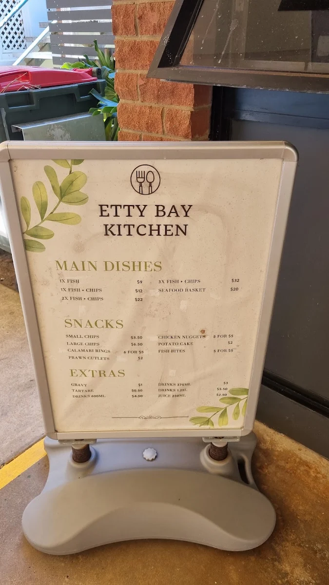 Menu, Etty Bay Kitchen