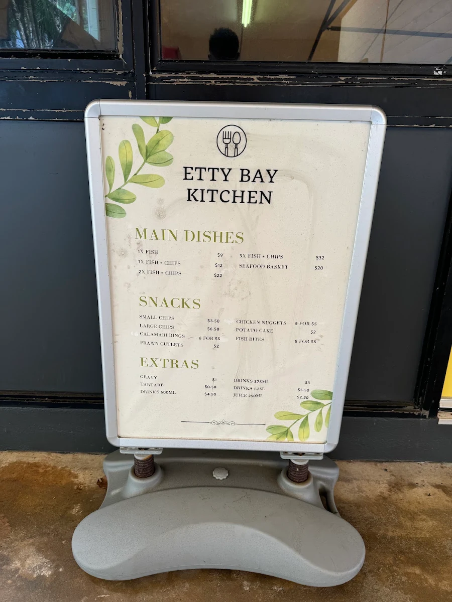 Menu, Etty Bay Kitchen