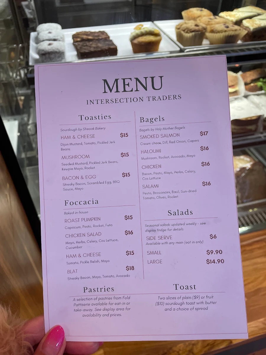 Menu, Intersection Traders