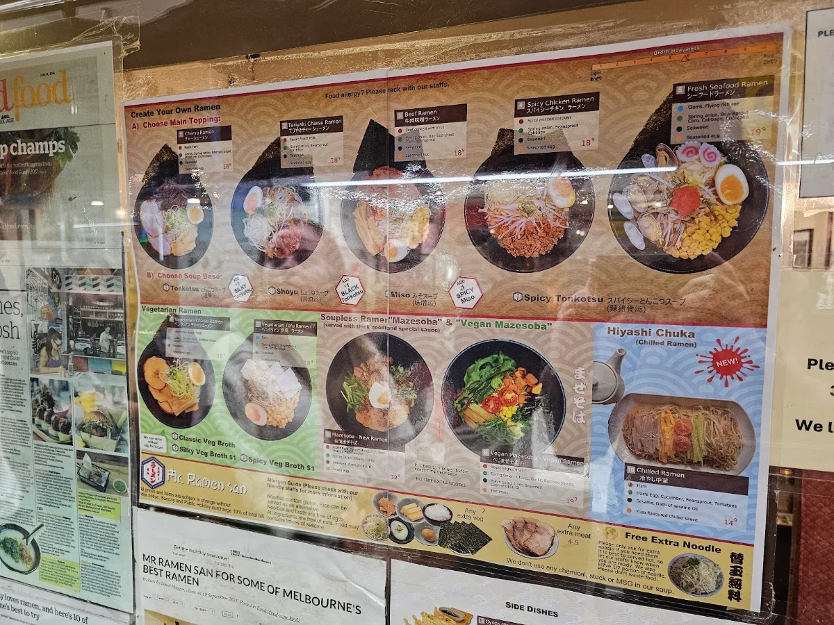 Menu, Mr Ramen San
