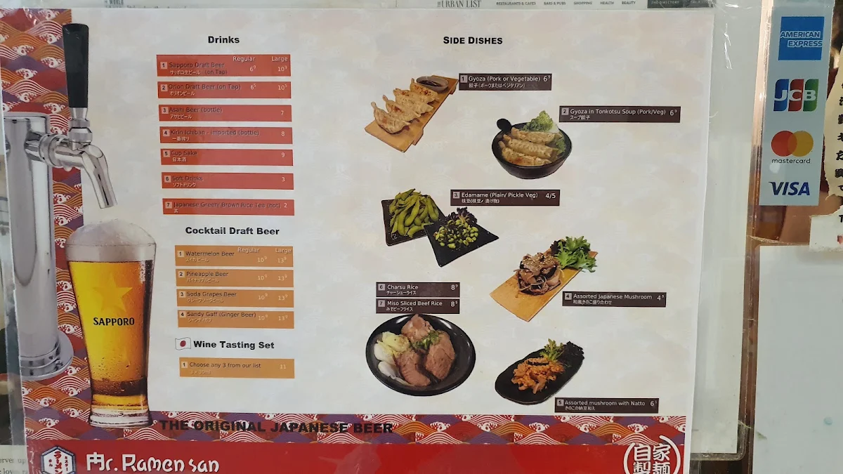 Menu, Mr Ramen San
