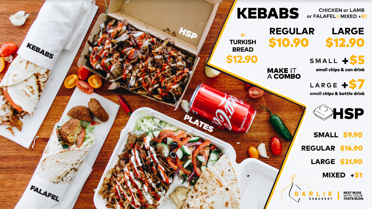 Menu, Garlik Kebabery - Camberwell
